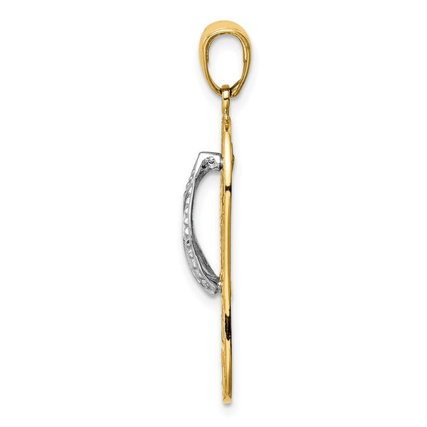 14K Two-tone Gold StarFish Flip-Flop Pendant