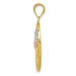 Load image into Gallery viewer, 14K Two-tone Gold &amp; Rhodium Diamond-cut Oval Floral Pendant
