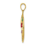 Load image into Gallery viewer, 14K Yellow Gold Enameled Hummingbird &amp; Flower Round Frame Pendant
