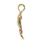 Load image into Gallery viewer, 14K Yellow Gold Blue Stained Glass Wings Butterfly Pendant with Acrylic
