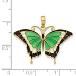 Load image into Gallery viewer, 14K Yellow Gold Green Stained Glass Wings Butterfly Pendant with Acrylic
