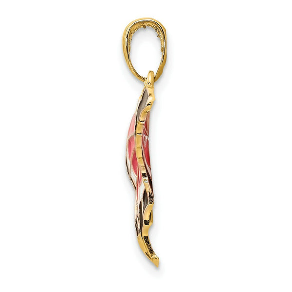 14K Yellow Gold Translucent Acrylic Butterfly Pendant