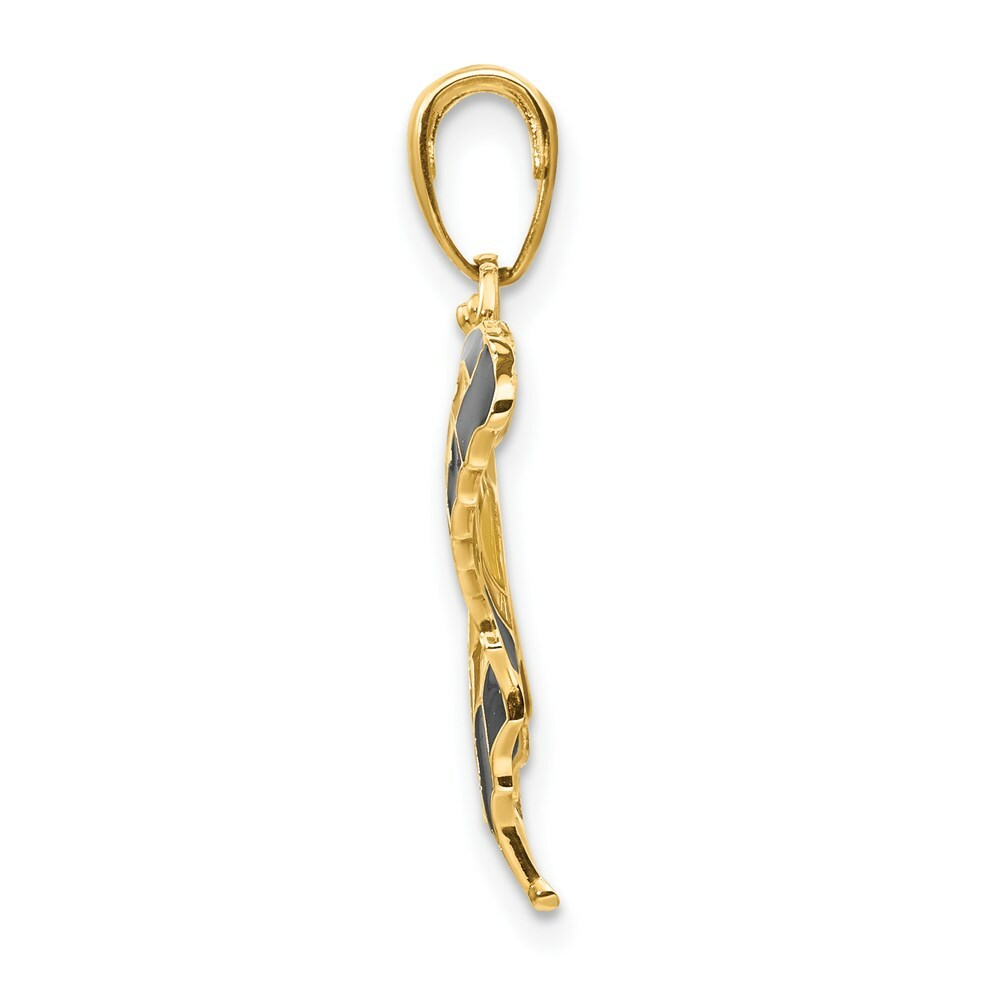 14K Yellow Gold Yellow Acrylic Wings Butterfly Pendant