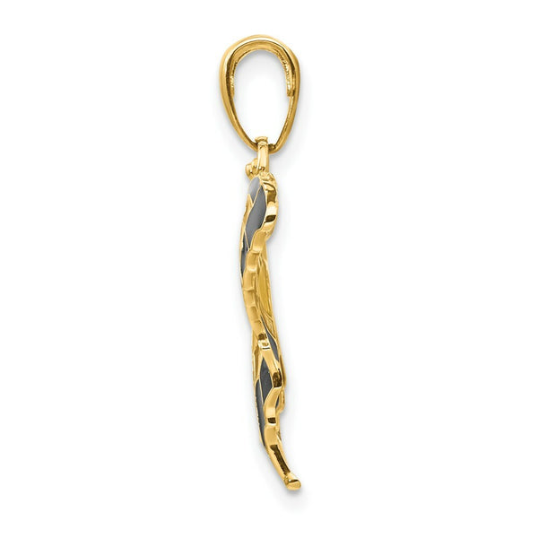 14K Yellow Gold Yellow Acrylic Wings Butterfly Pendant