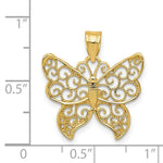Load image into Gallery viewer, 14K Yellow Gold Filigree Butterfly Pendant
