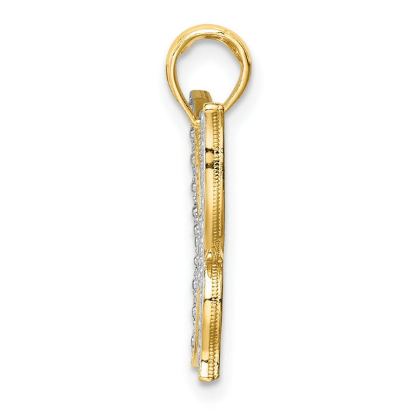 14K Yellow Gold & Rhodium Butterfly Pendant