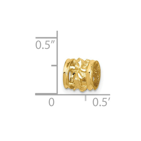 14K Yellow Gold Diamond-cut Mini Plumeria Barrel Chain Slide