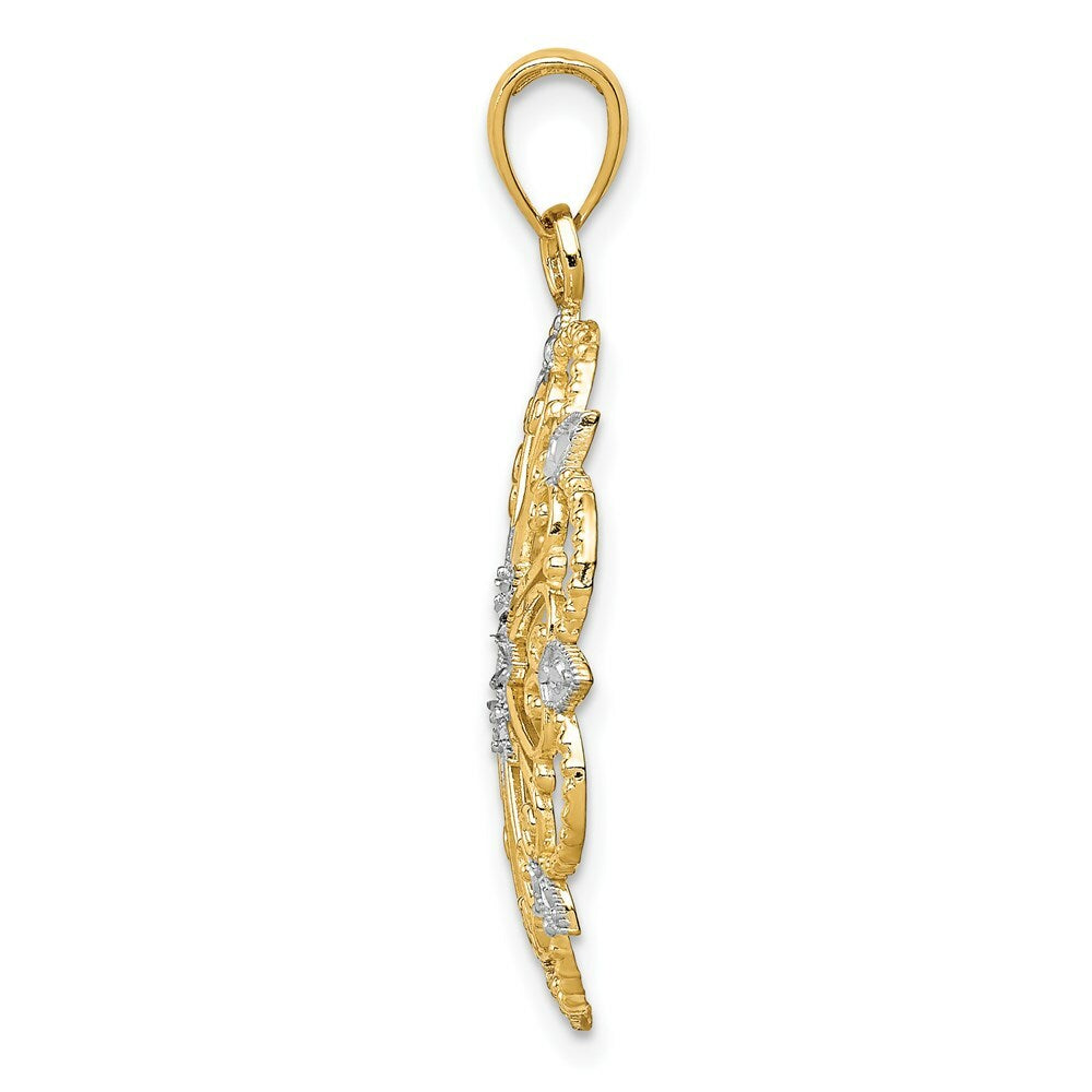 14K Yellow Gold & Rhodium Starburst Pendant