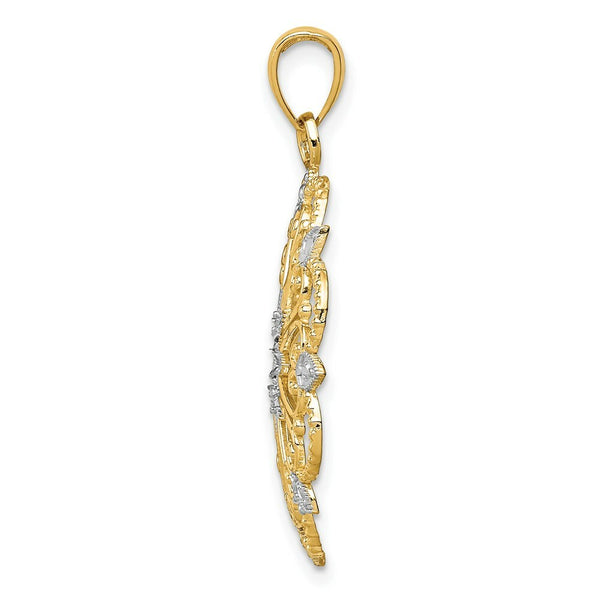 14K Yellow Gold & Rhodium Starburst Pendant
