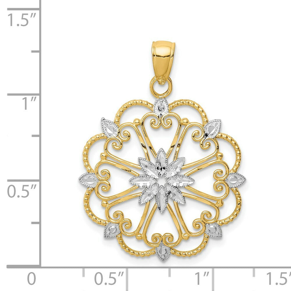 14K Yellow Gold & Rhodium Starburst Pendant