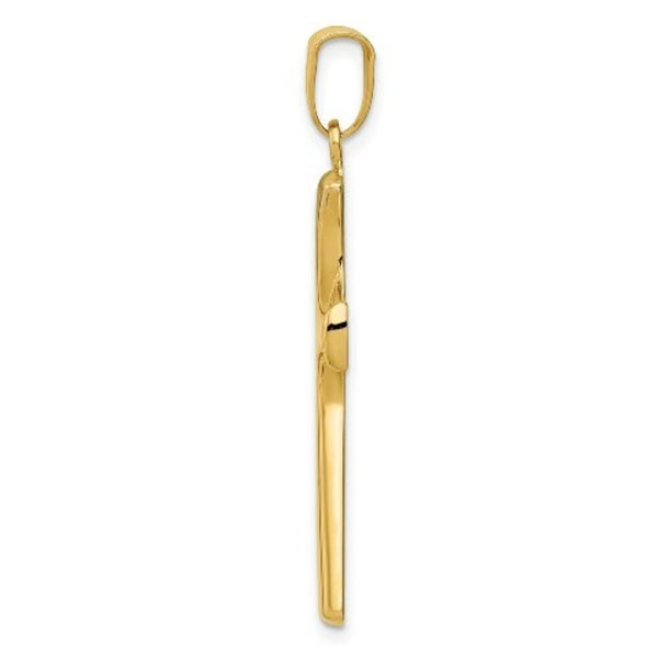 14K Yellow Gold w/Rhodium Fancy Cross Pendant