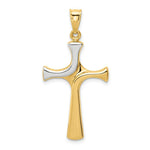 Load image into Gallery viewer, 14K Yellow Gold w/Rhodium Fancy Cross Pendant
