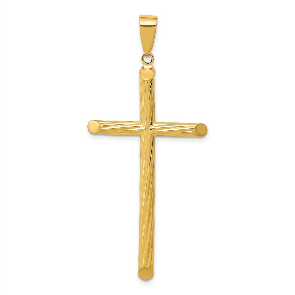 14K Yellow Gold Fancy Textured Cross Pendant