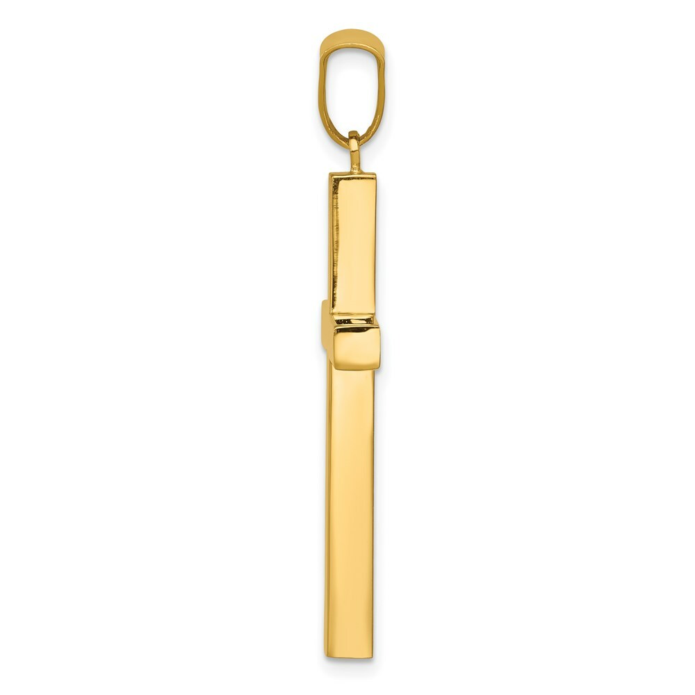 14K Yellow Gold Cross Pendant 40mm length