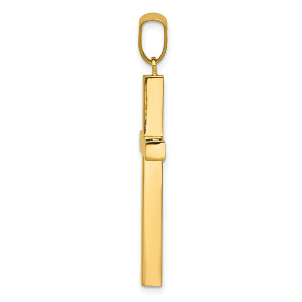 14K Yellow Gold Cross Pendant 40mm length