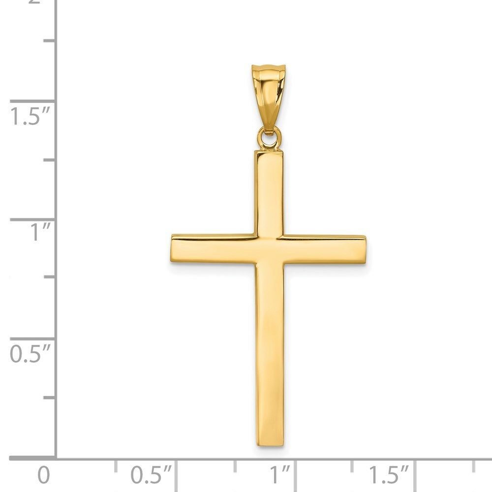 14K Yellow Gold Cross Pendant 40mm length