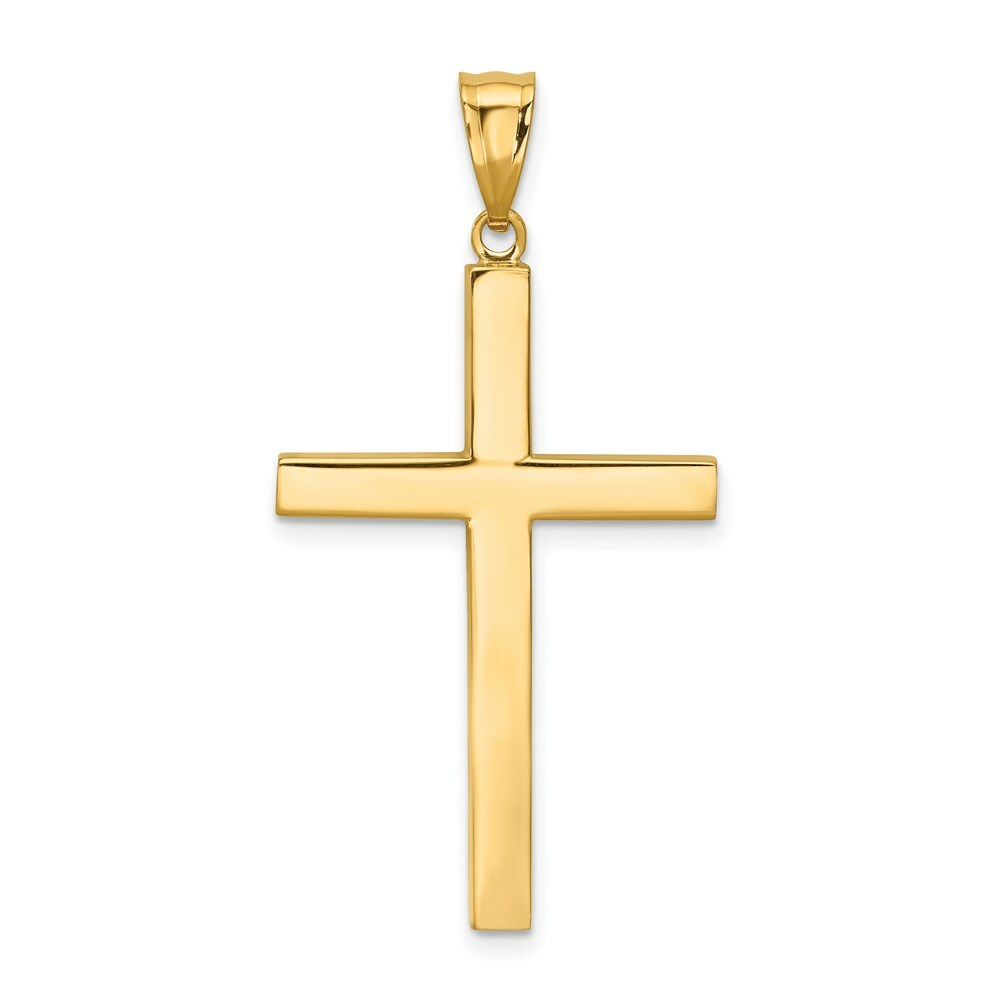 14K Yellow Gold Cross Pendant 40mm length