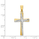 Load image into Gallery viewer, 14K Yellow Gold w/Rhodium Diamond-cut Cross Pendant 37mm length
