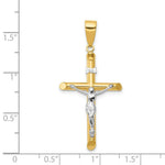 Load image into Gallery viewer, 14K Two-tone Gold Hollow Crucifix Pendant 43mm length
