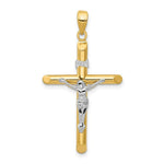 Load image into Gallery viewer, 14K Two-tone Gold Hollow Crucifix Pendant 42mm length
