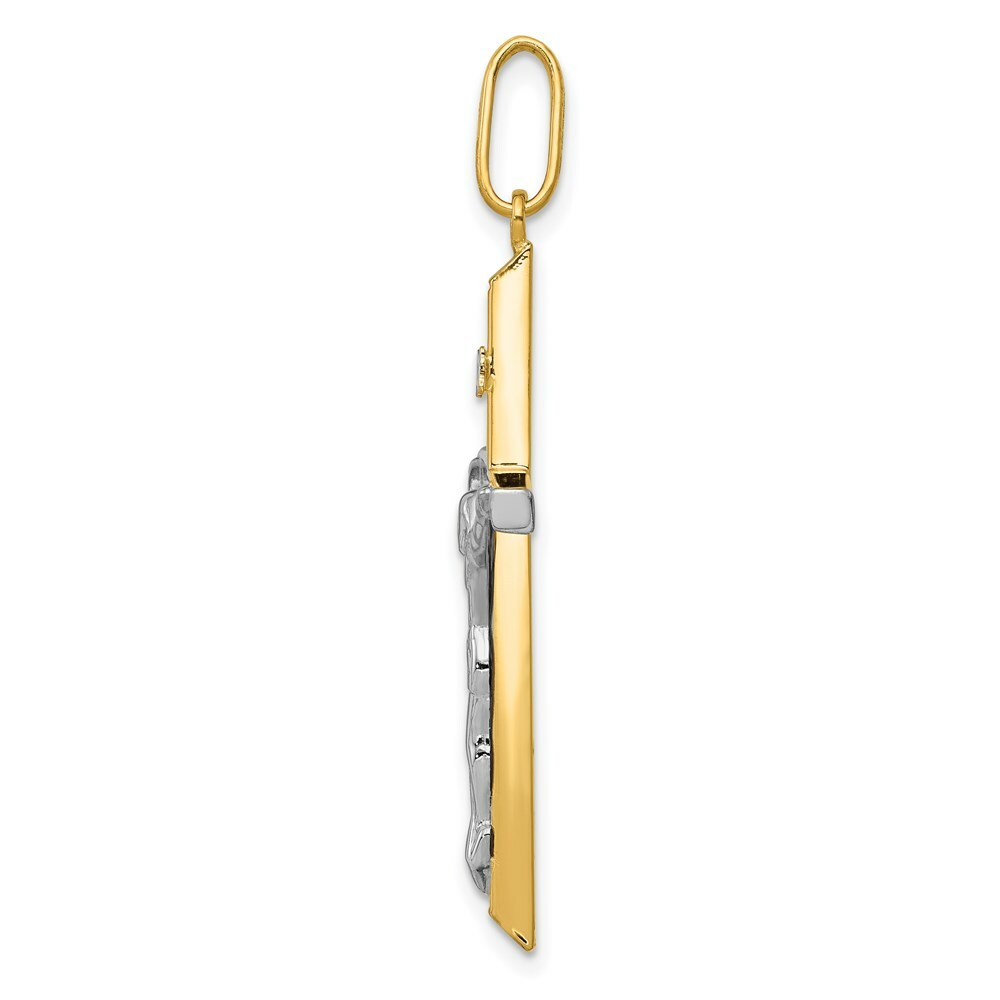 14K Two-tone Gold Crucifix Pendant 41mm length