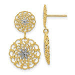 Load image into Gallery viewer, 14K Yellow Gold &amp; Rhodium Diamond-cut Filigree Medallion Drop Post Earrings
