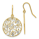 Load image into Gallery viewer, 14K Yellow Gold &amp; Rhodium Diamond-cut Filigree Circle Wire Earrings
