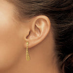 Load image into Gallery viewer, 14K Yellow Gold Diamond-cut Inverted Fan Dangle Post Earring
