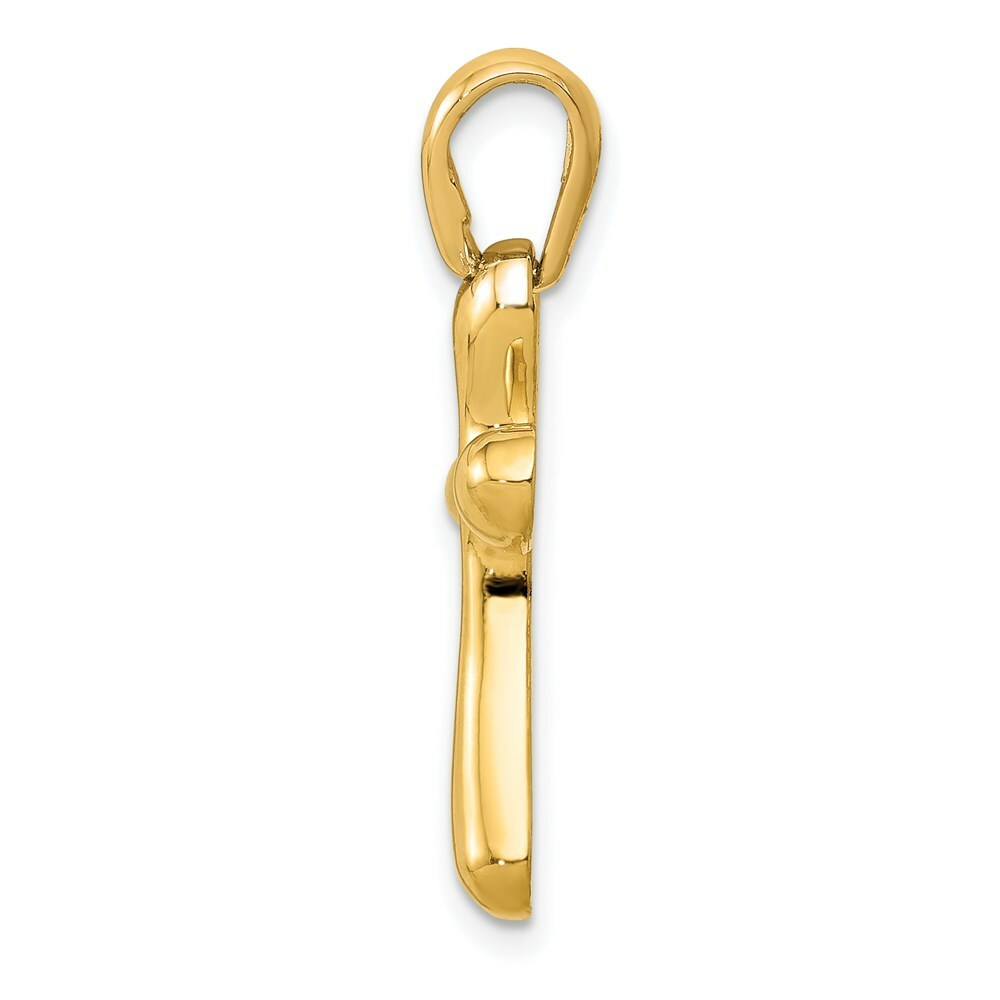 14K Yellow Gold Polished Freeform Cross Pendant