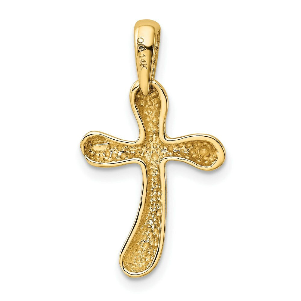 14K Yellow Gold Polished Freeform Cross Pendant