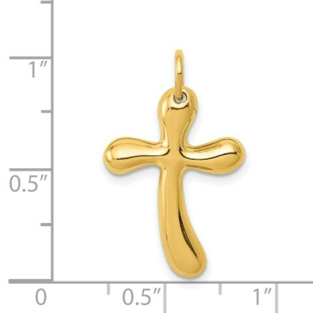 14K Yellow Gold Polished Freeform Cross Pendant