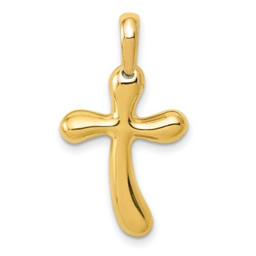 14K Yellow Gold Polished Freeform Cross Pendant