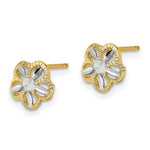 Load image into Gallery viewer, 14K Yellow Gold with Rhodium Diamond-cut Flower Post Earrings
