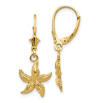 Load image into Gallery viewer, 14K Yellow Gold StarFish Leverback Earrings
