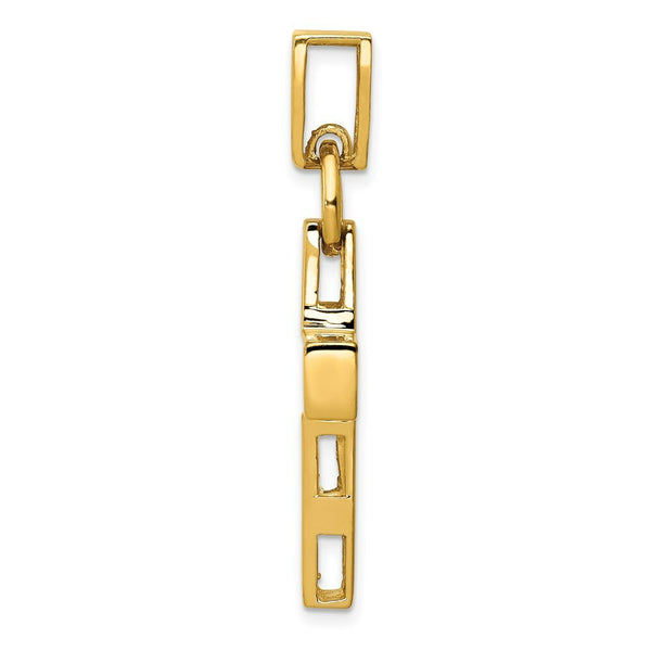 14K Yellow Gold Hollow Cross Pendant 42mm length