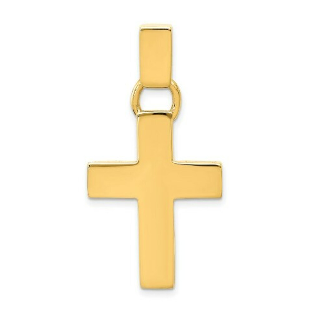 14K Yellow Gold Hollow Cross Pendant 42mm length