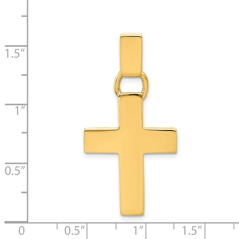 14K Yellow Gold Hollow Cross Pendant 42mm length