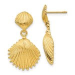 Load image into Gallery viewer, 14K Yellow Gold Scallop Shell Dangle Post Earrings

