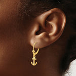 Load image into Gallery viewer, 14K Yellow Gold Mini Anchor Leverback Earrings
