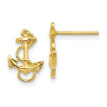 Load image into Gallery viewer, 14K Yellow Gold Anchor with Rope Trim Post Earrings
