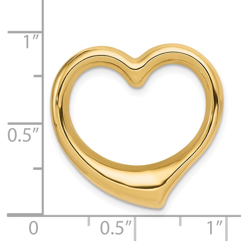 14K Yellow Gold Heart Hollow Pendant Slide