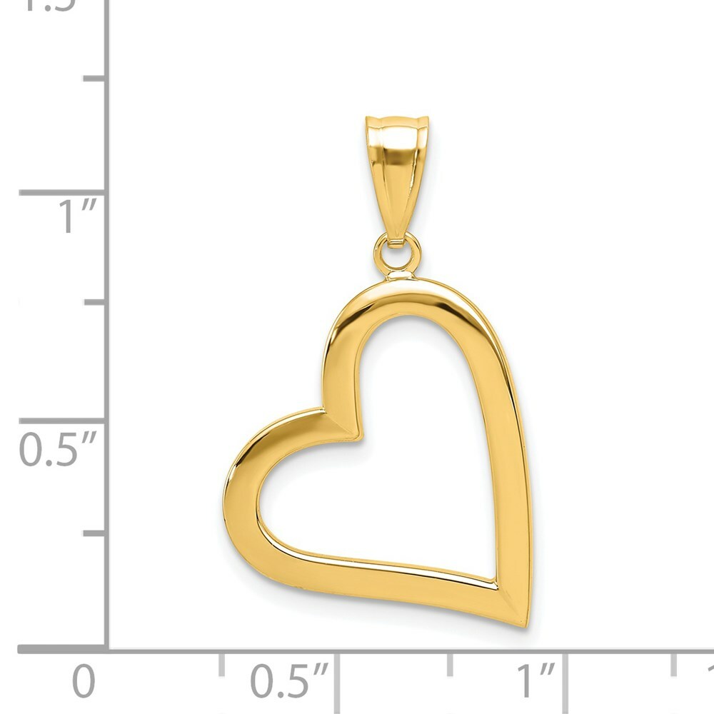 14K Yellow Gold Hollow Heart Pendant