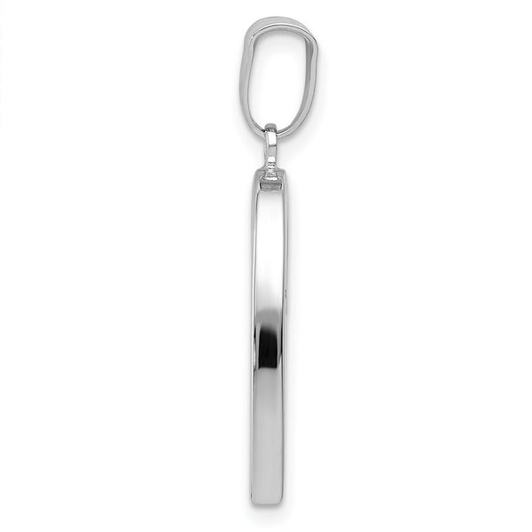 14K White Gold Polished Hollow Heart Pendant 29mm length