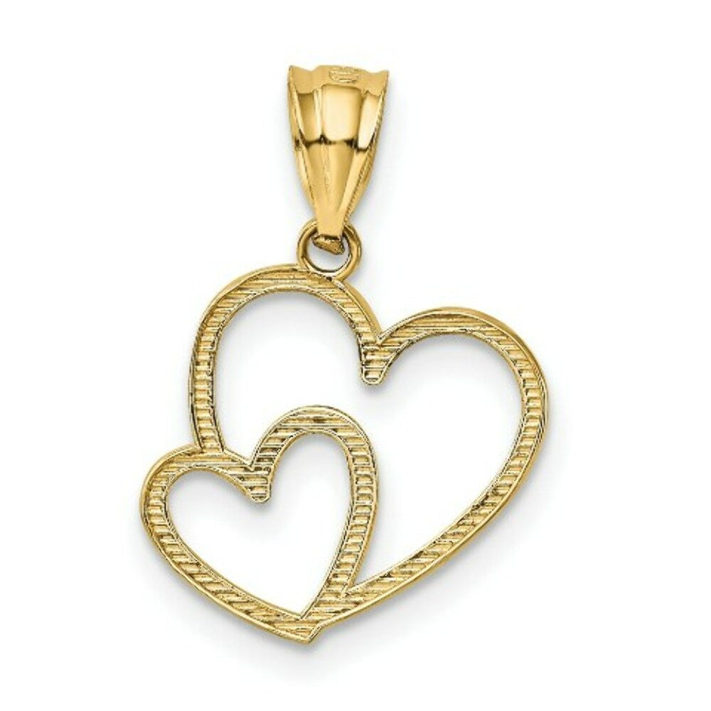 14K Yellow Gold Double Heart Charm