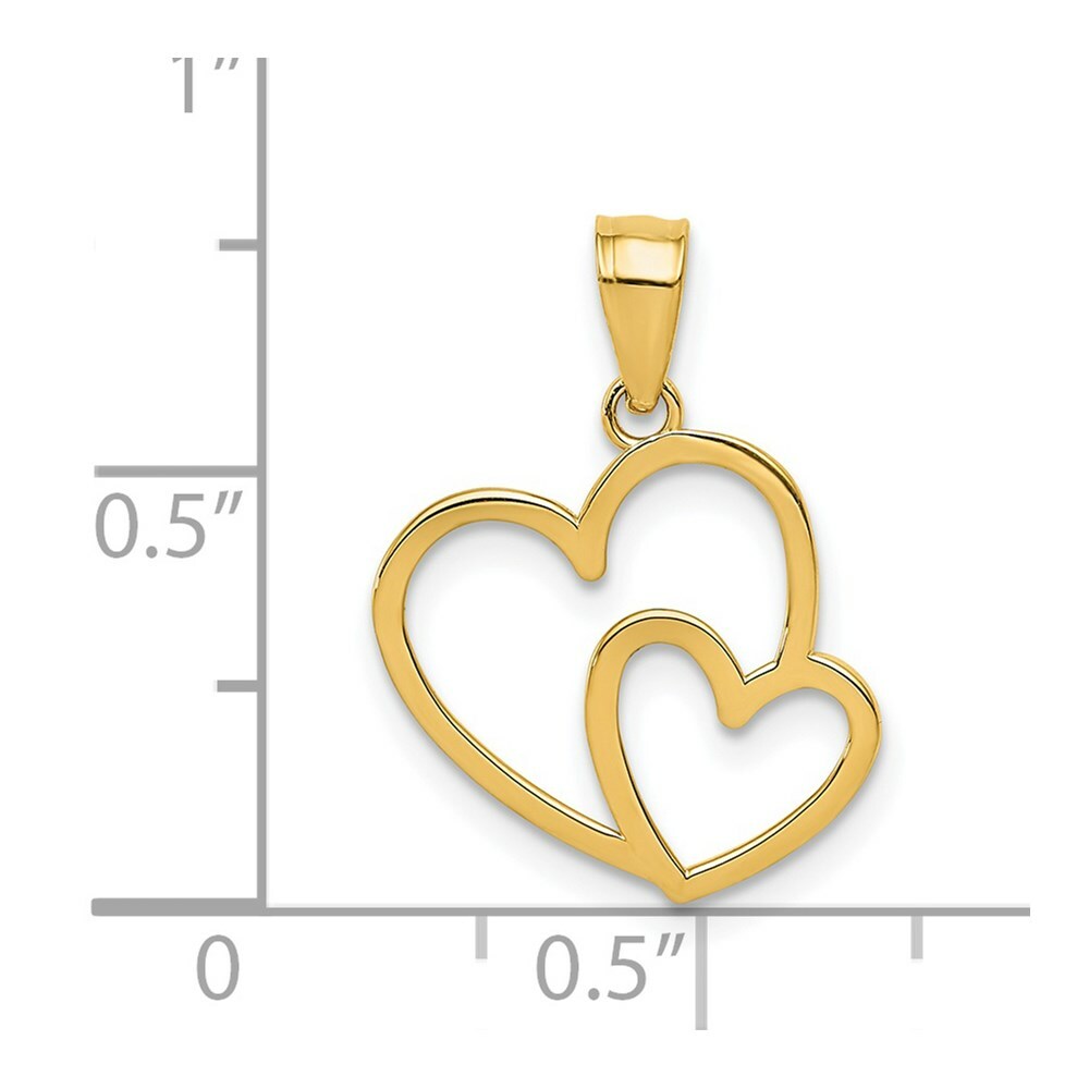 14K Yellow Gold Double Heart Charm