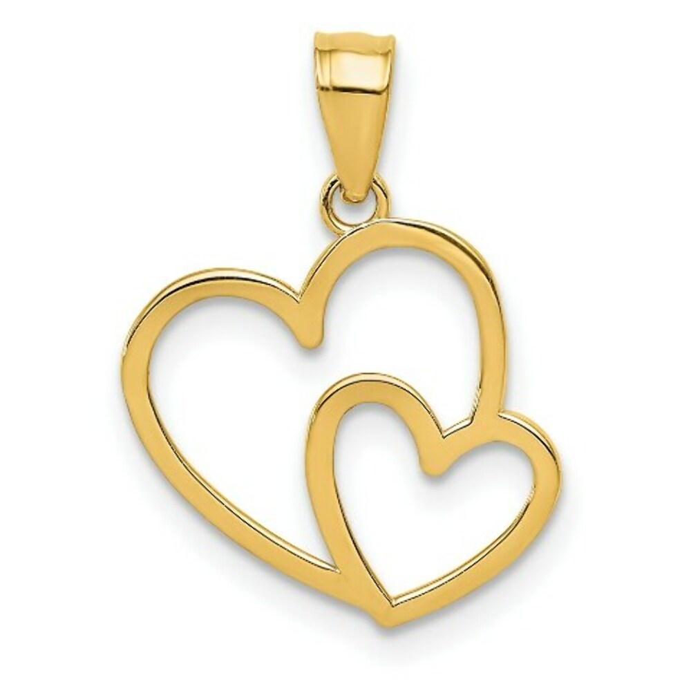 14K Yellow Gold Double Heart Charm