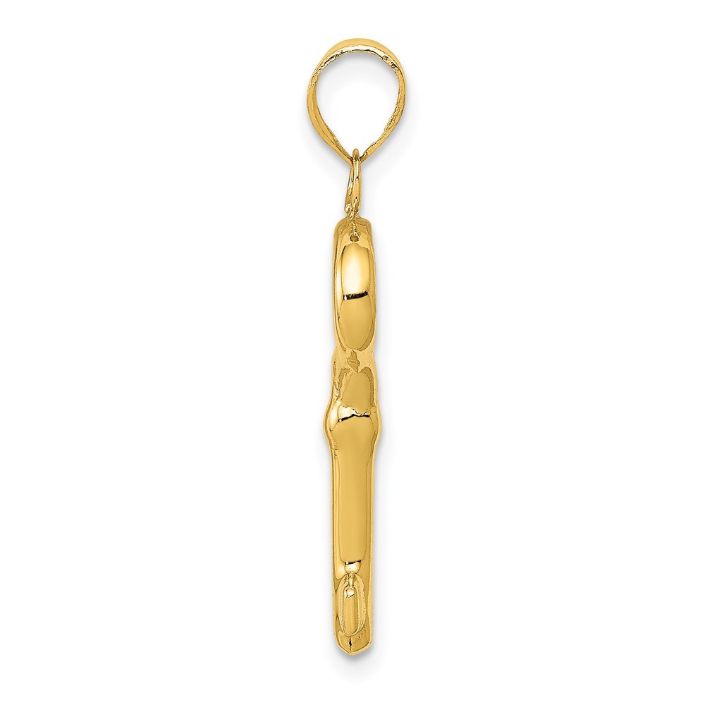 14K Yellow Gold Puff Round Top Key Pendant