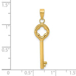 Load image into Gallery viewer, 14K Yellow Gold Clover Top Puff Round Key Pendant
