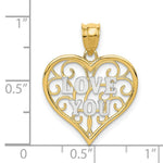 Load image into Gallery viewer, 14K Yellow Gold &amp; Rhodium Filigree Love You
