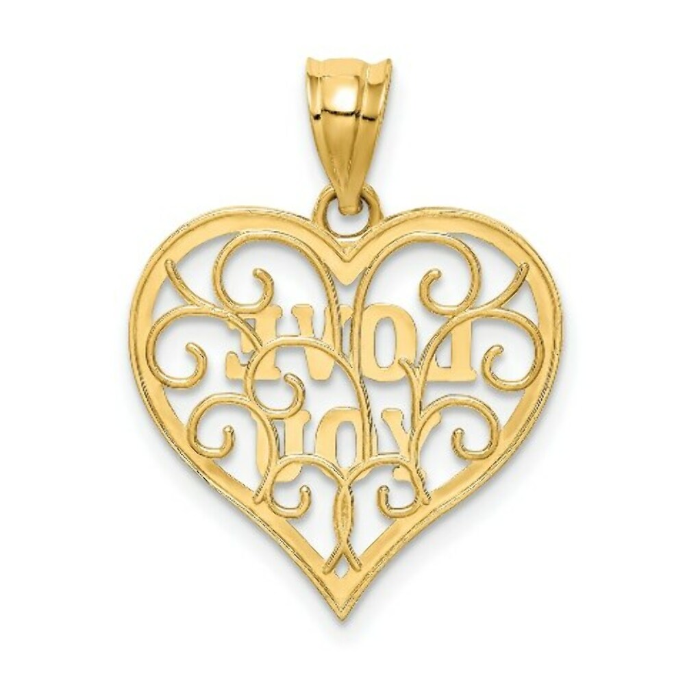 14K Yellow Gold & Rhodium Filigree Love You